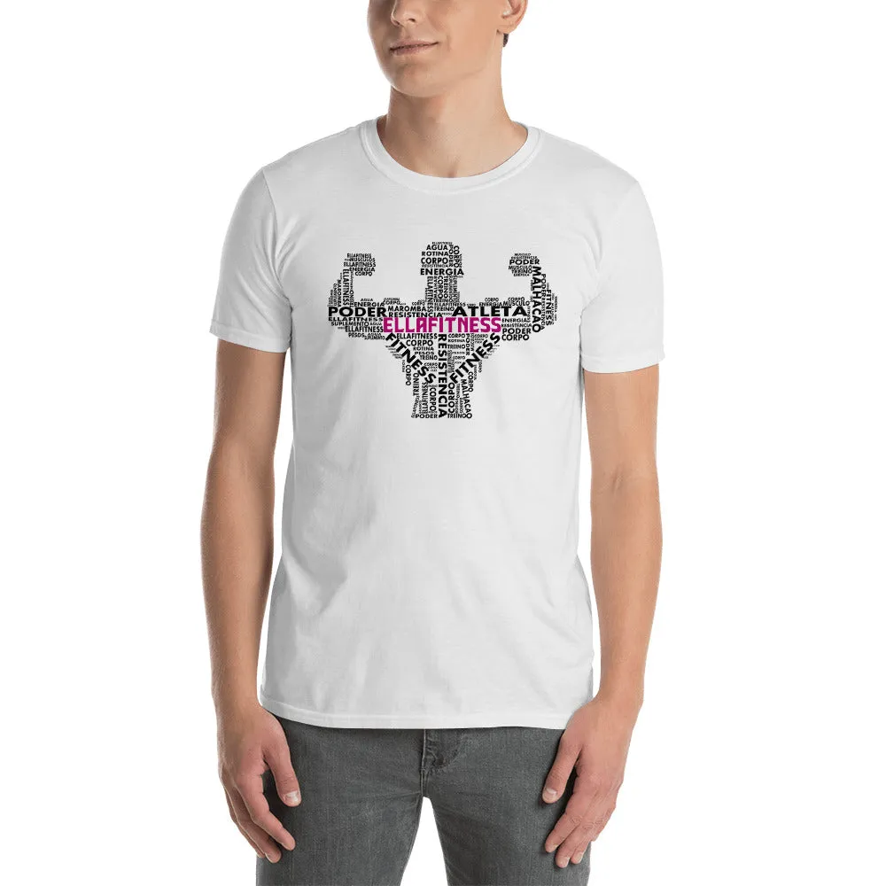 Fitness T Shirt White Multi-language Cotton Fitness T Shirt for Men
