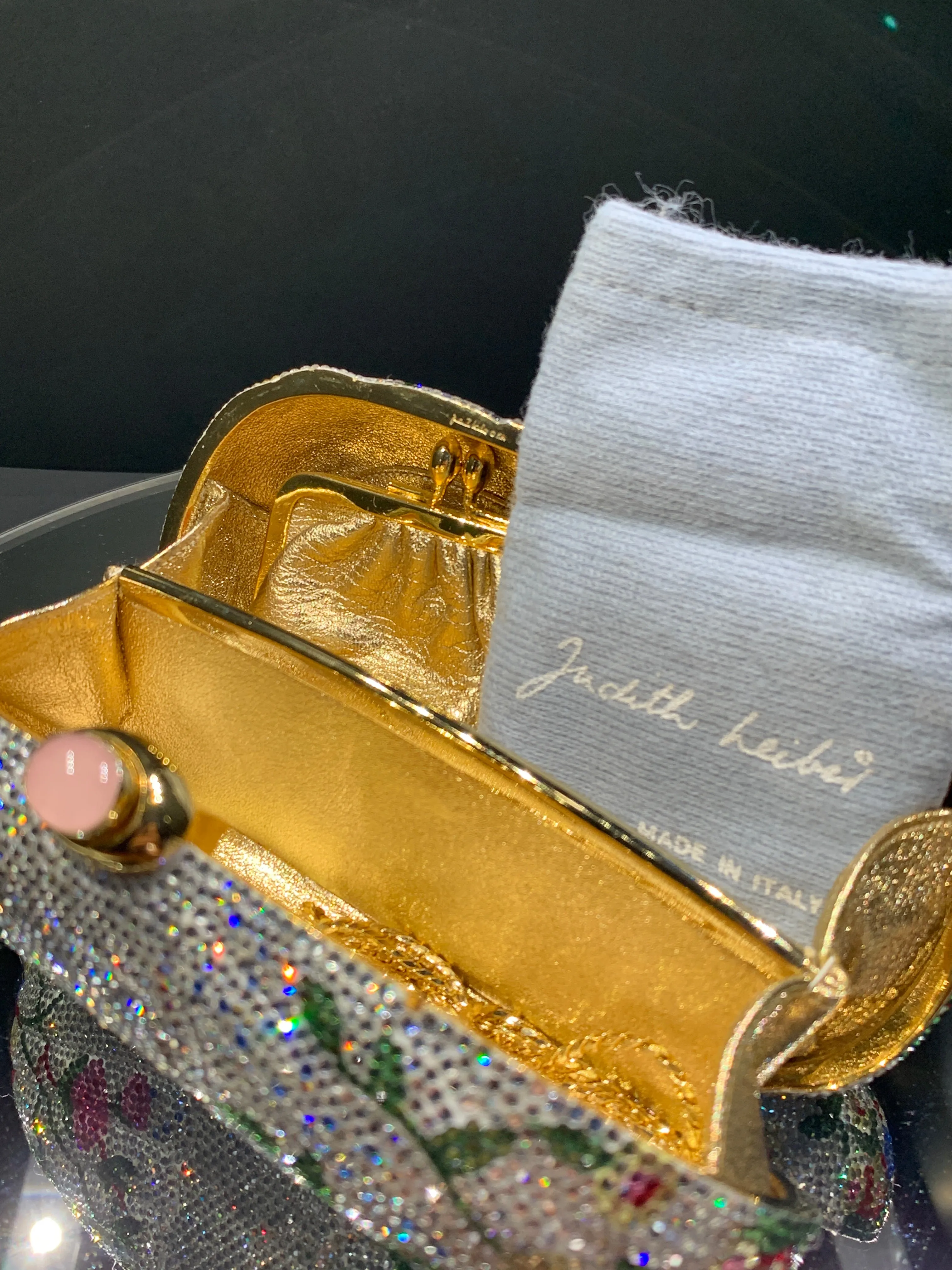Floral Oval-Shaped Crystal Handbag by Judith Leiber