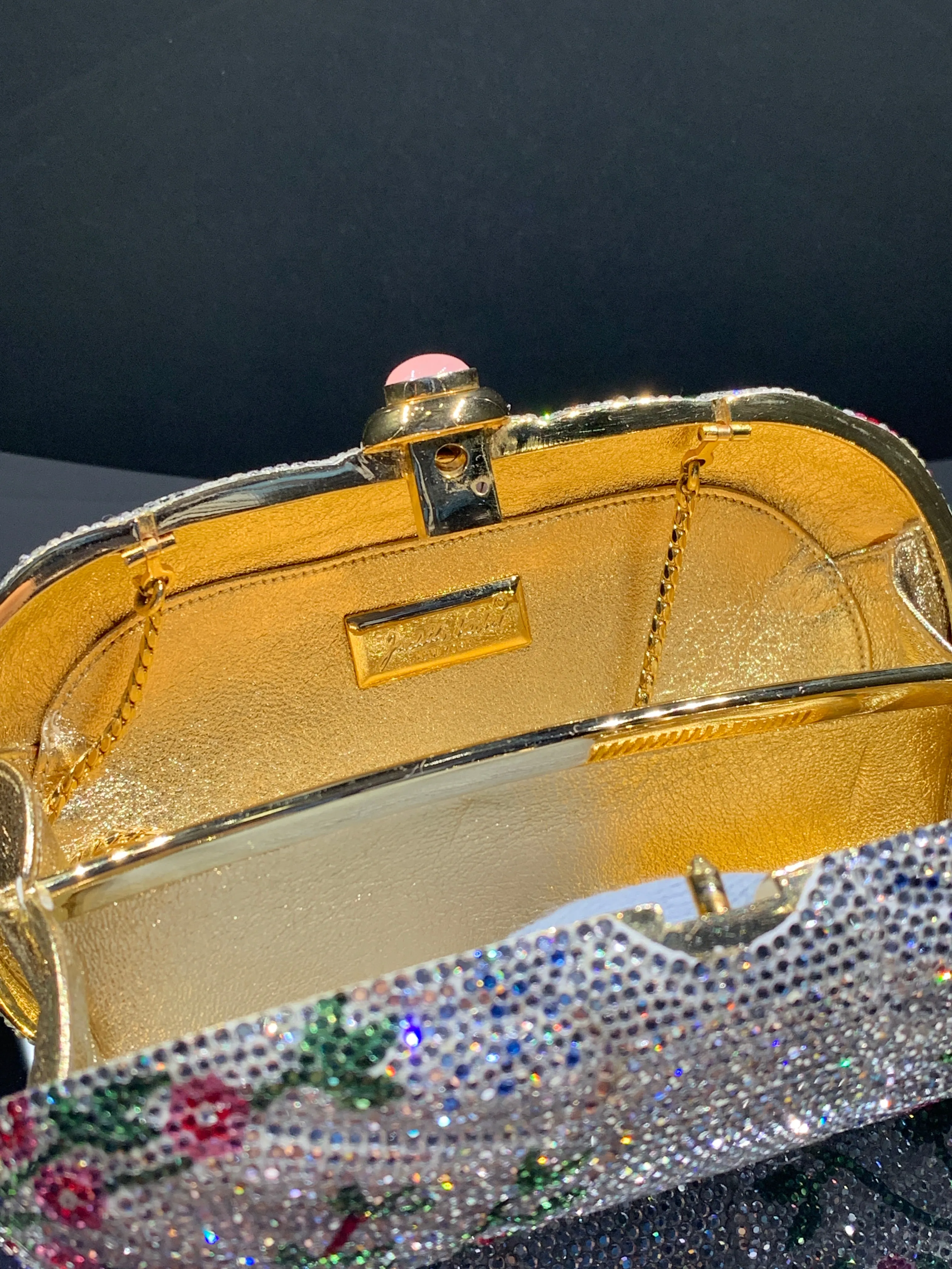Floral Oval-Shaped Crystal Handbag by Judith Leiber