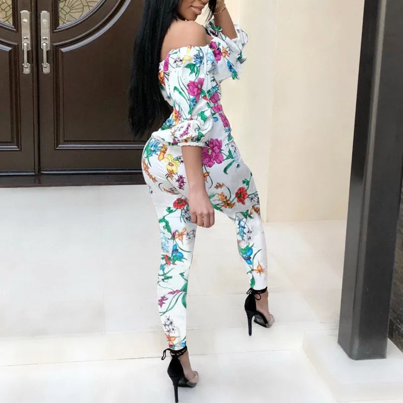 Floral Print Off Shoulder Jumpsuit