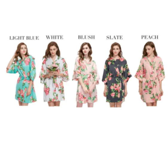 Floral Satin Robes 3026 Peach