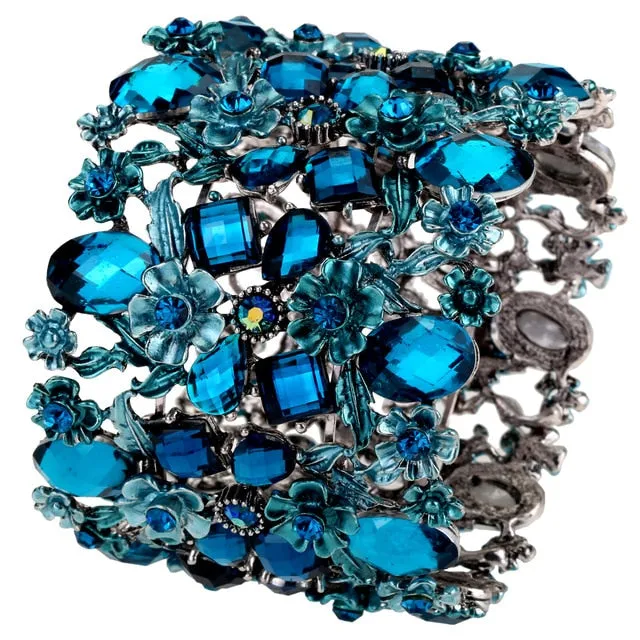 Flower Stretch Wide Bracelet Women Jewelry
