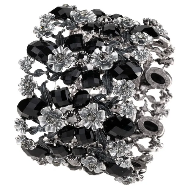 Flower Stretch Wide Bracelet Women Jewelry