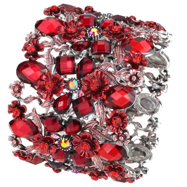 Flower Stretch Wide Bracelet Women Jewelry
