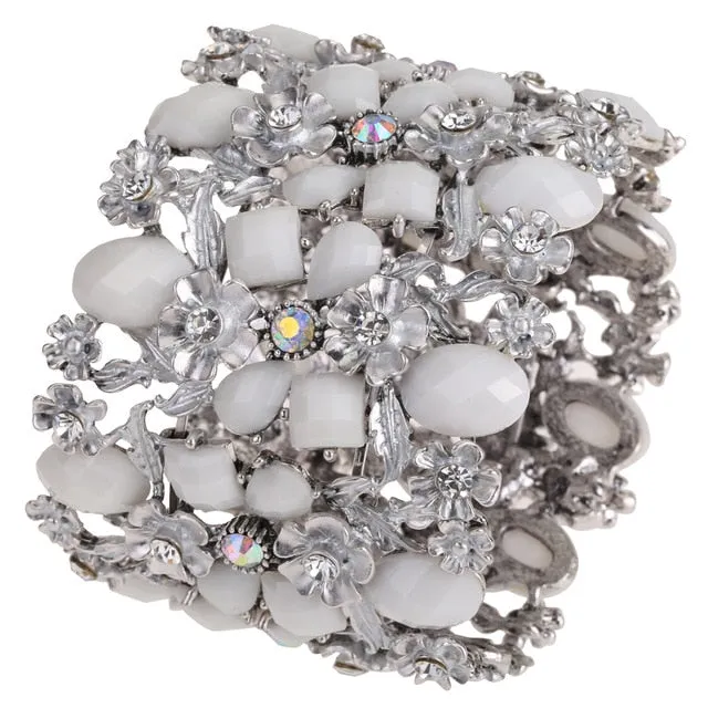 Flower Stretch Wide Bracelet Women Jewelry
