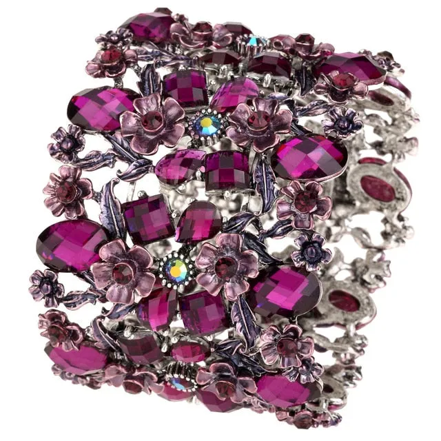 Flower Stretch Wide Bracelet Women Jewelry