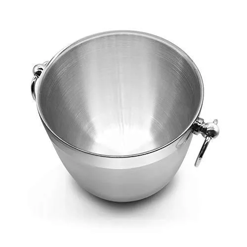 Fortune Candy Insulated Ice Bucket - Double Walled Stainless Steel Ice Bucket with Ice Tongs, Scoop, Lid, and Exclusive Handmade Nylon Holder - 2.8 L, Silver/Navy Blue 2