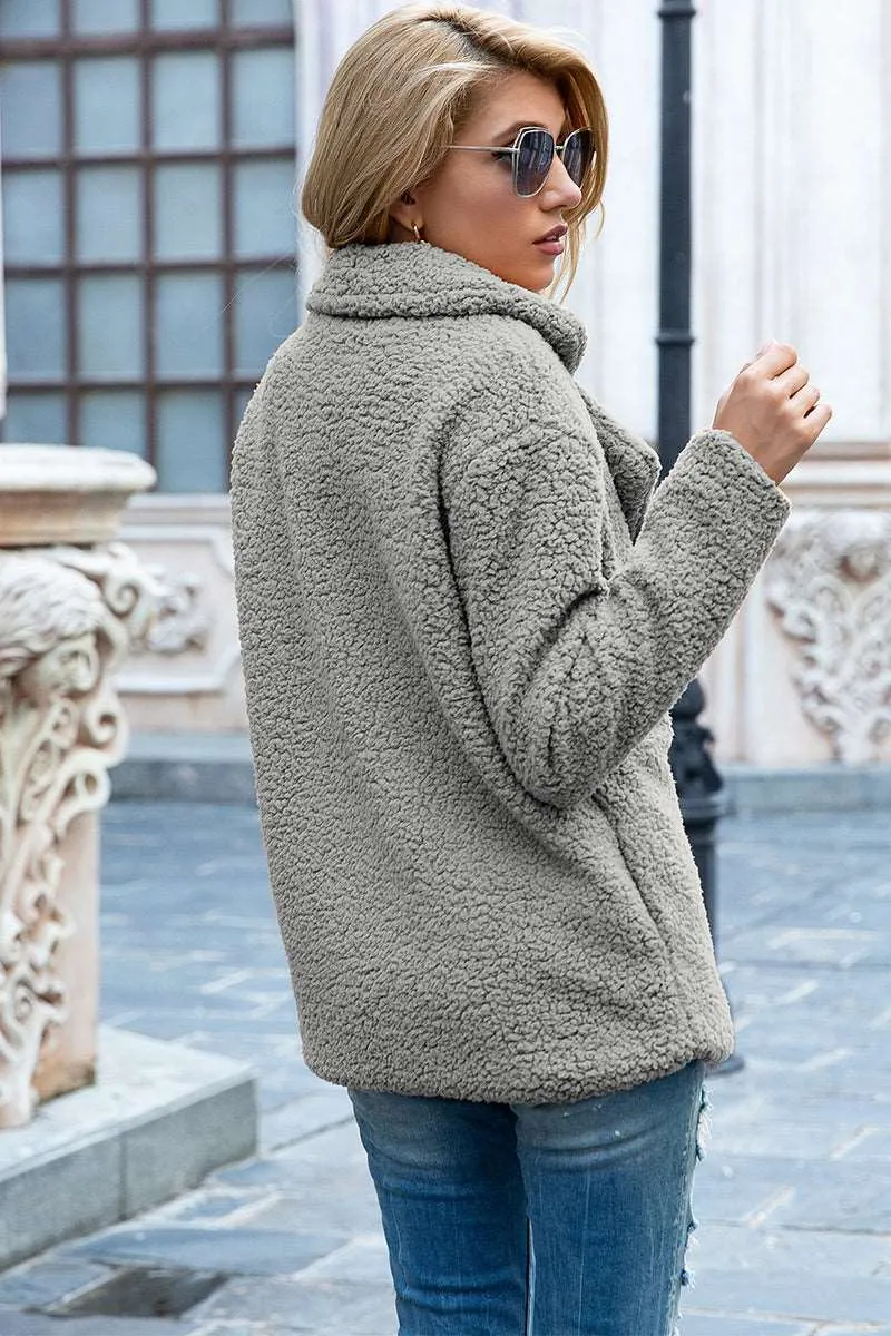 Full Size Lapel Collar Sherpa Coat (12 Colors)