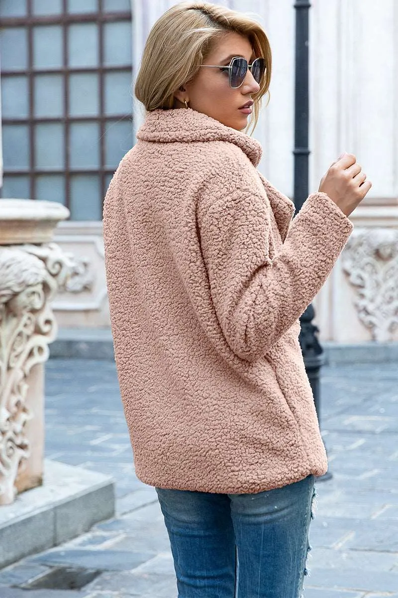 Full Size Lapel Collar Sherpa Coat (12 Colors)