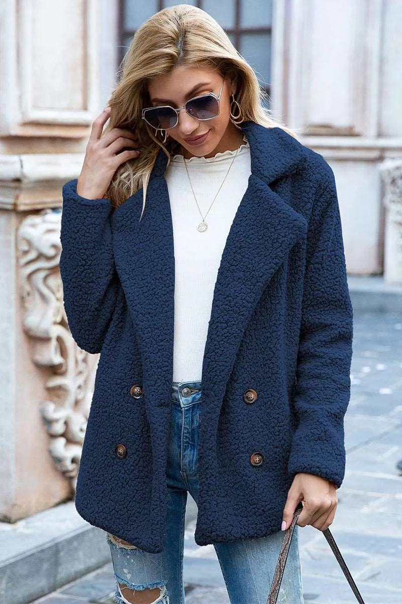 Full Size Lapel Collar Sherpa Coat (12 Colors)