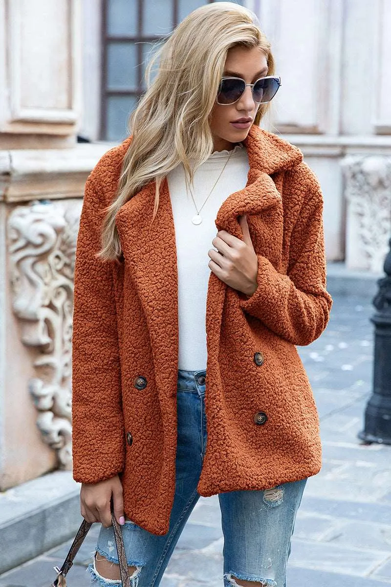 Full Size Lapel Collar Sherpa Coat (12 Colors)