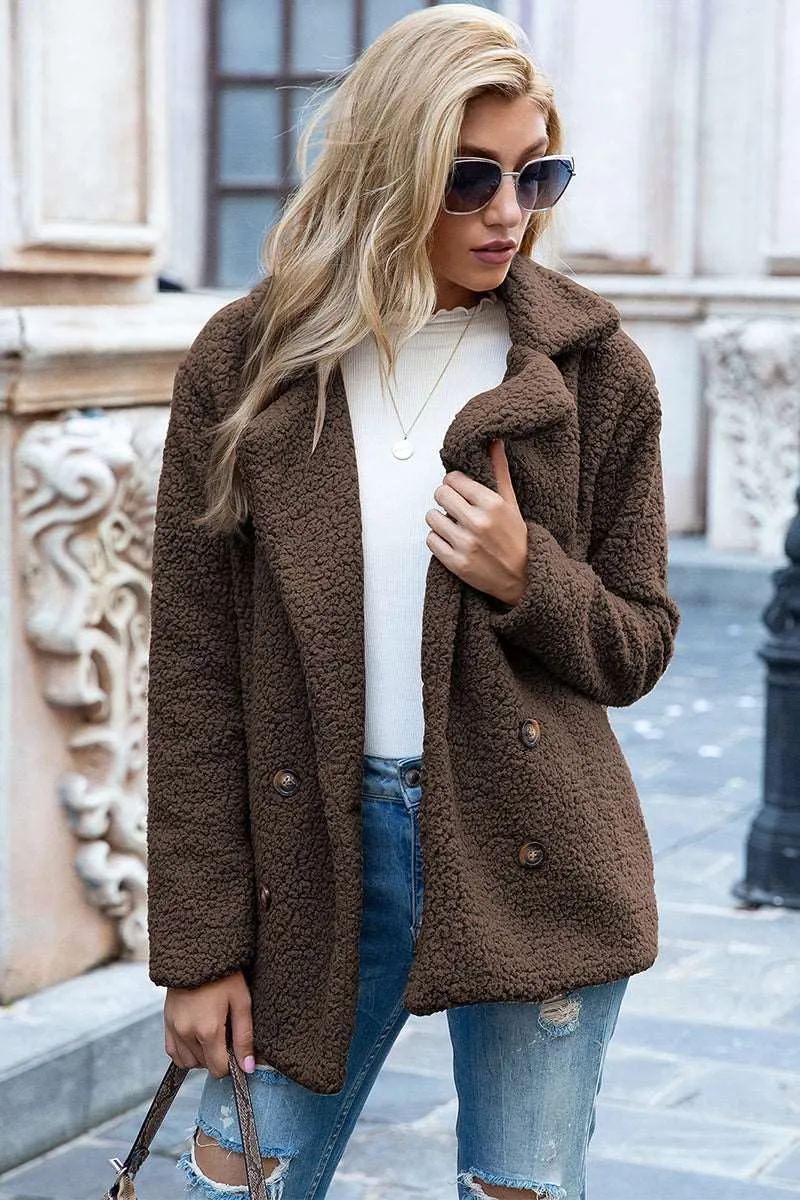 Full Size Lapel Collar Sherpa Coat (12 Colors)