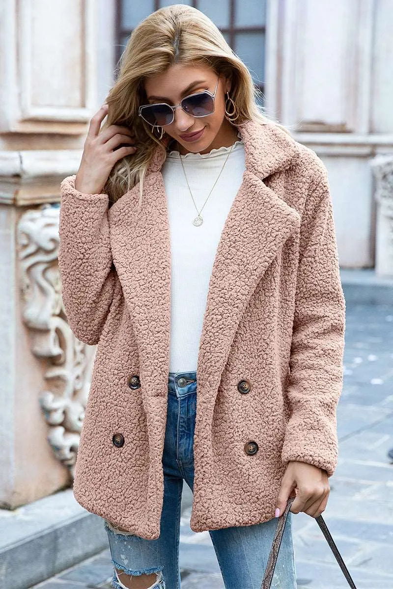 Full Size Lapel Collar Sherpa Coat (12 Colors)