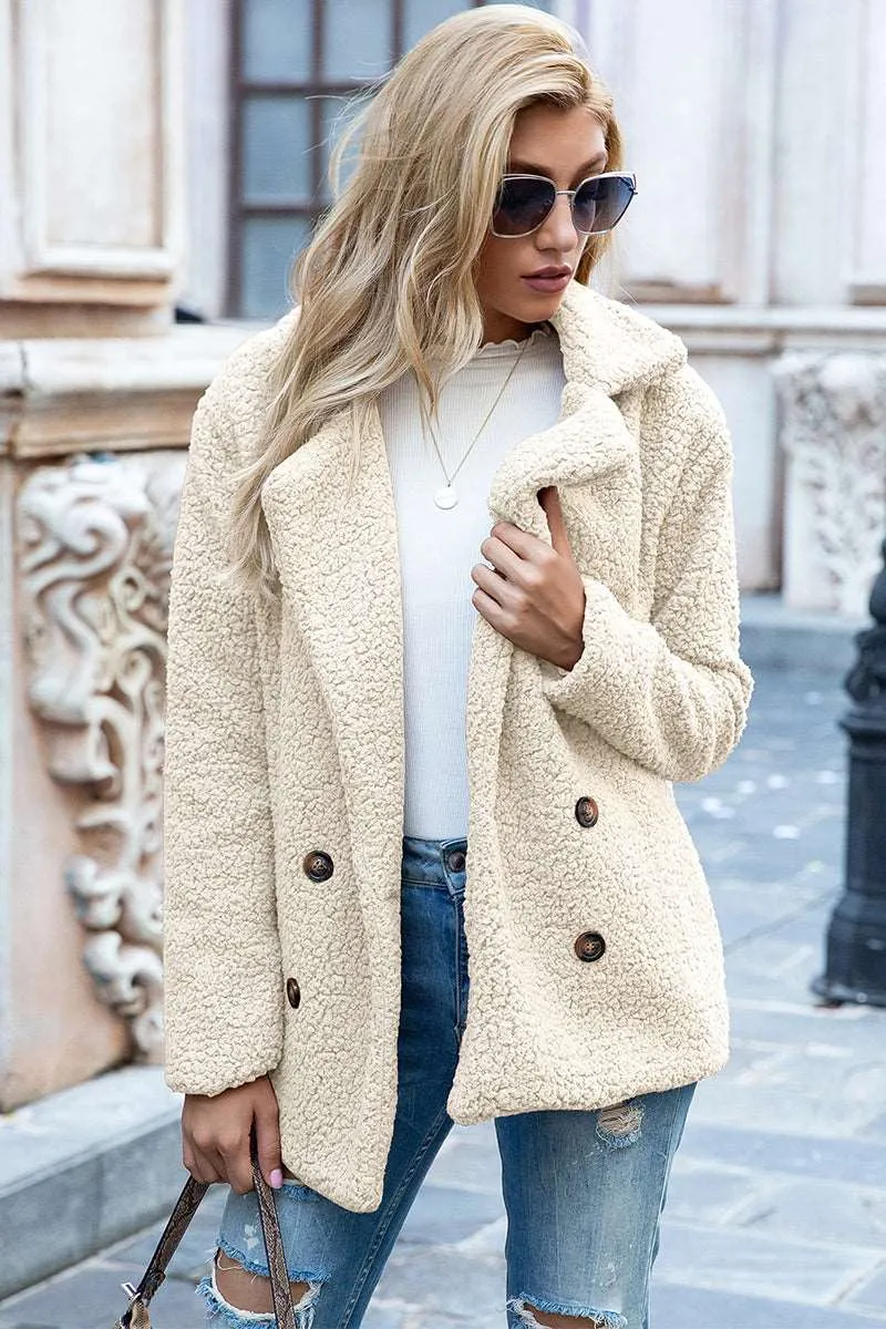 Full Size Lapel Collar Sherpa Coat (12 Colors)