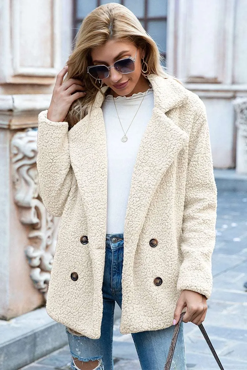 Full Size Lapel Collar Sherpa Coat (12 Colors)