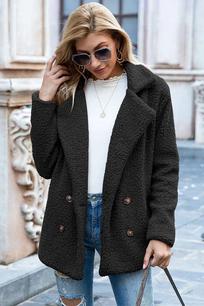 Full Size Lapel Collar Sherpa Coat (12 Colors)