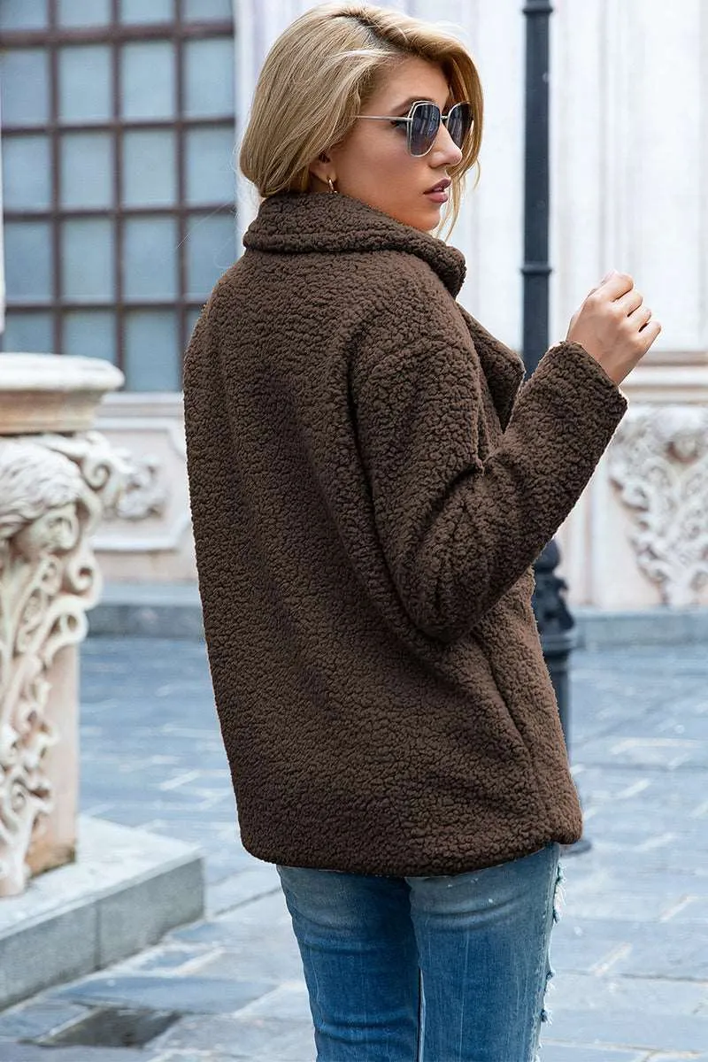 Full Size Lapel Collar Sherpa Coat (12 Colors)