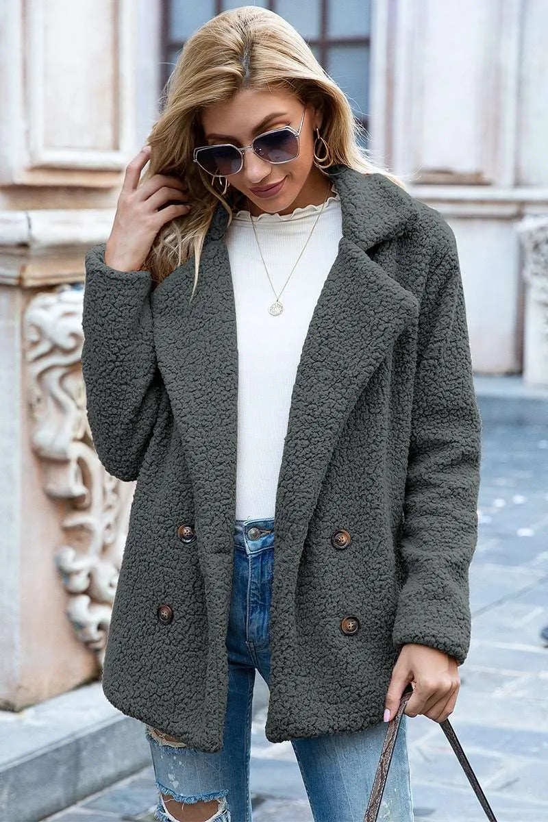 Full Size Lapel Collar Sherpa Coat (12 Colors)