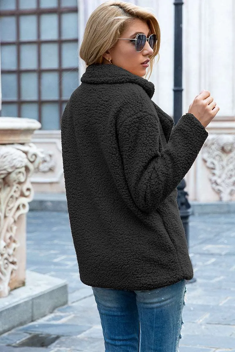 Full Size Lapel Collar Sherpa Coat (12 Colors)