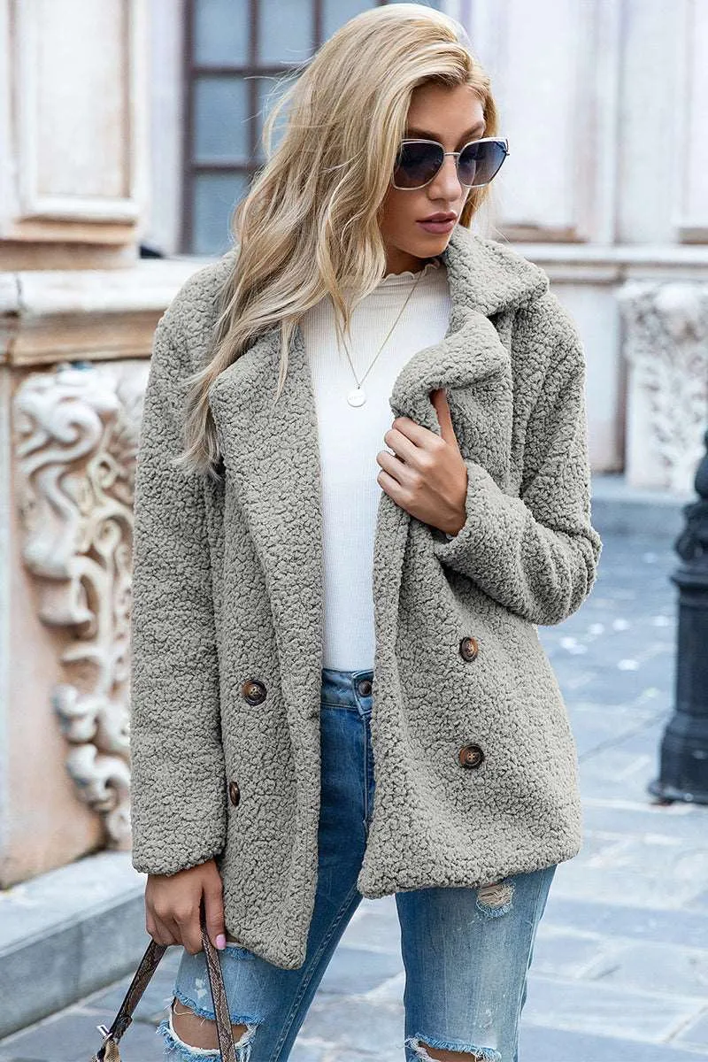 Full Size Lapel Collar Sherpa Coat (12 Colors)