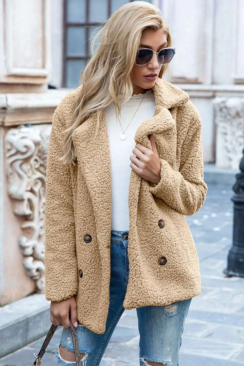 Full Size Lapel Collar Sherpa Coat (12 Colors)