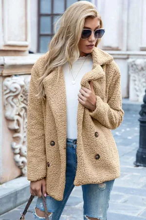 Full Size Lapel Collar Sherpa Coat (12 Colors)