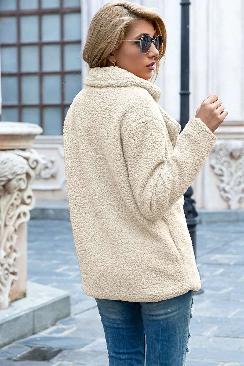 Full Size Lapel Collar Sherpa Coat (12 Colors)