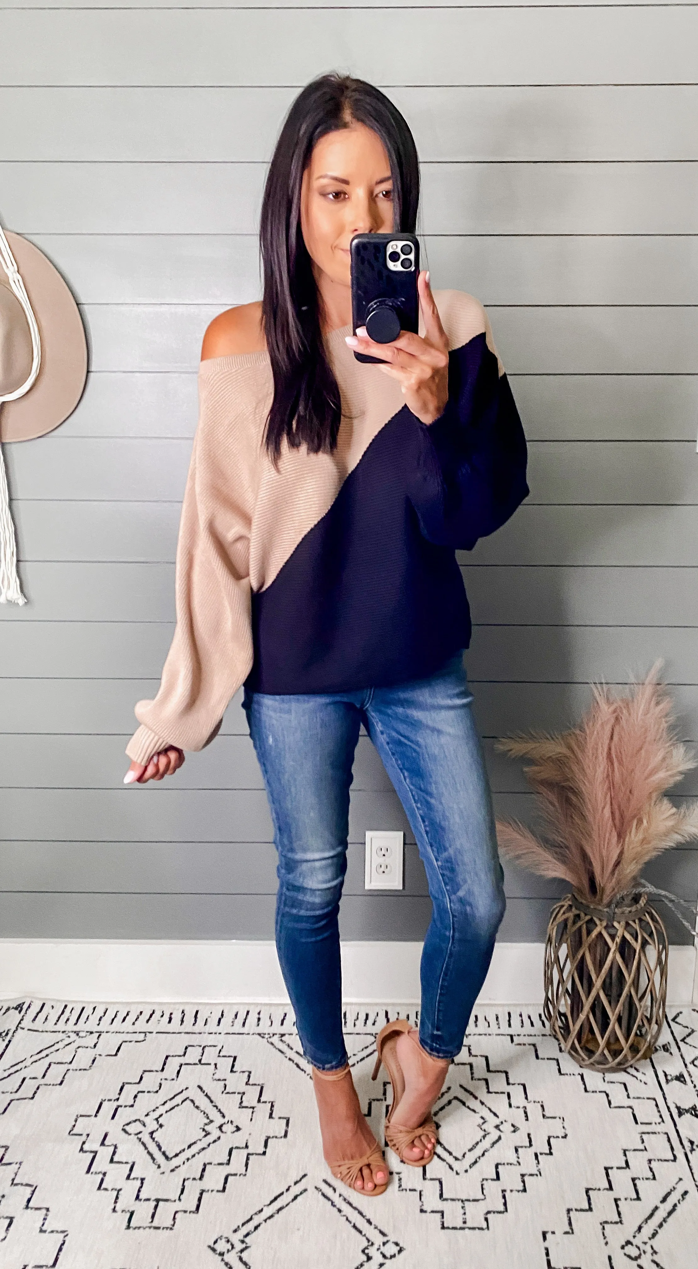 Geometric Color Block Sweater