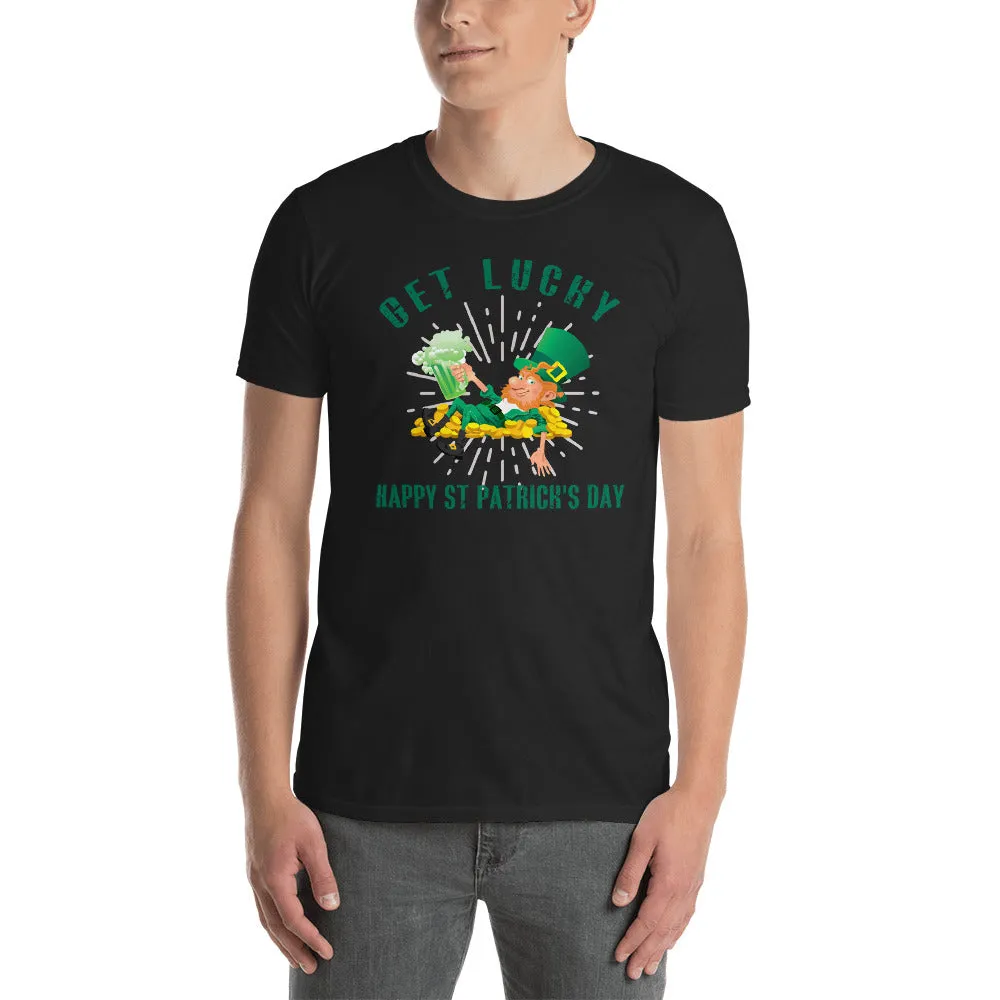 Get Lucky T Shirt Black Happy St. Patrick's Day T Shirt for Men