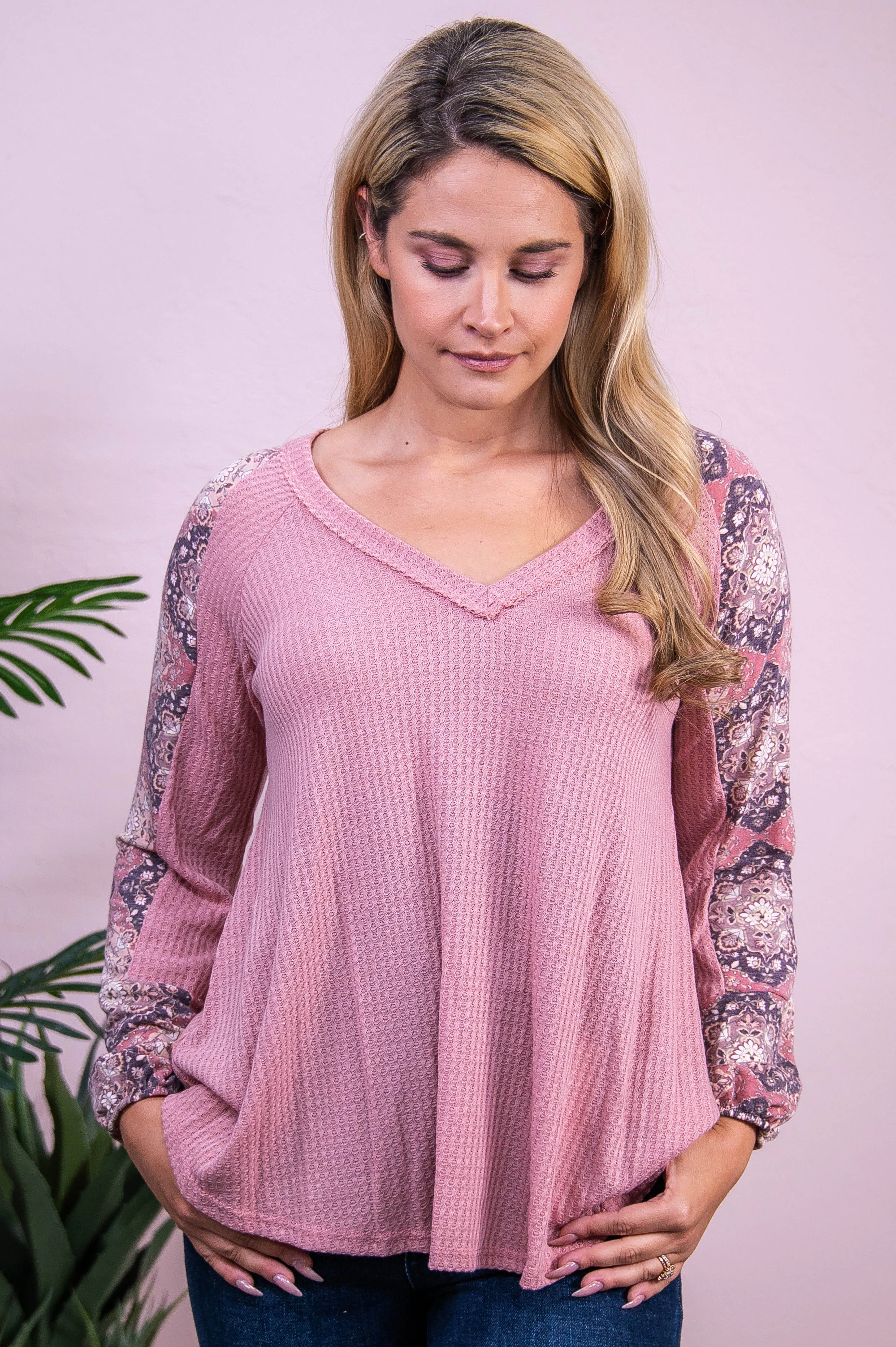 Girl On The Go Mauve/Multi Color Printed Top - T10380MV