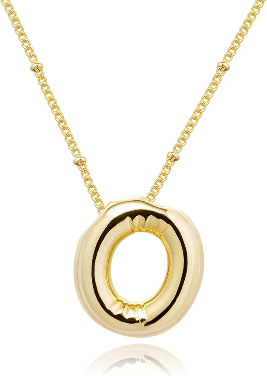 Gold Bubble Letter Necklace for Women, 14k Gold Plated Balloon Initial Letter Pendant Necklace Dainty Charm Initial Necklaces for Women Trendy Chunky Custom Name Necklace Gold Jewelry for Women
