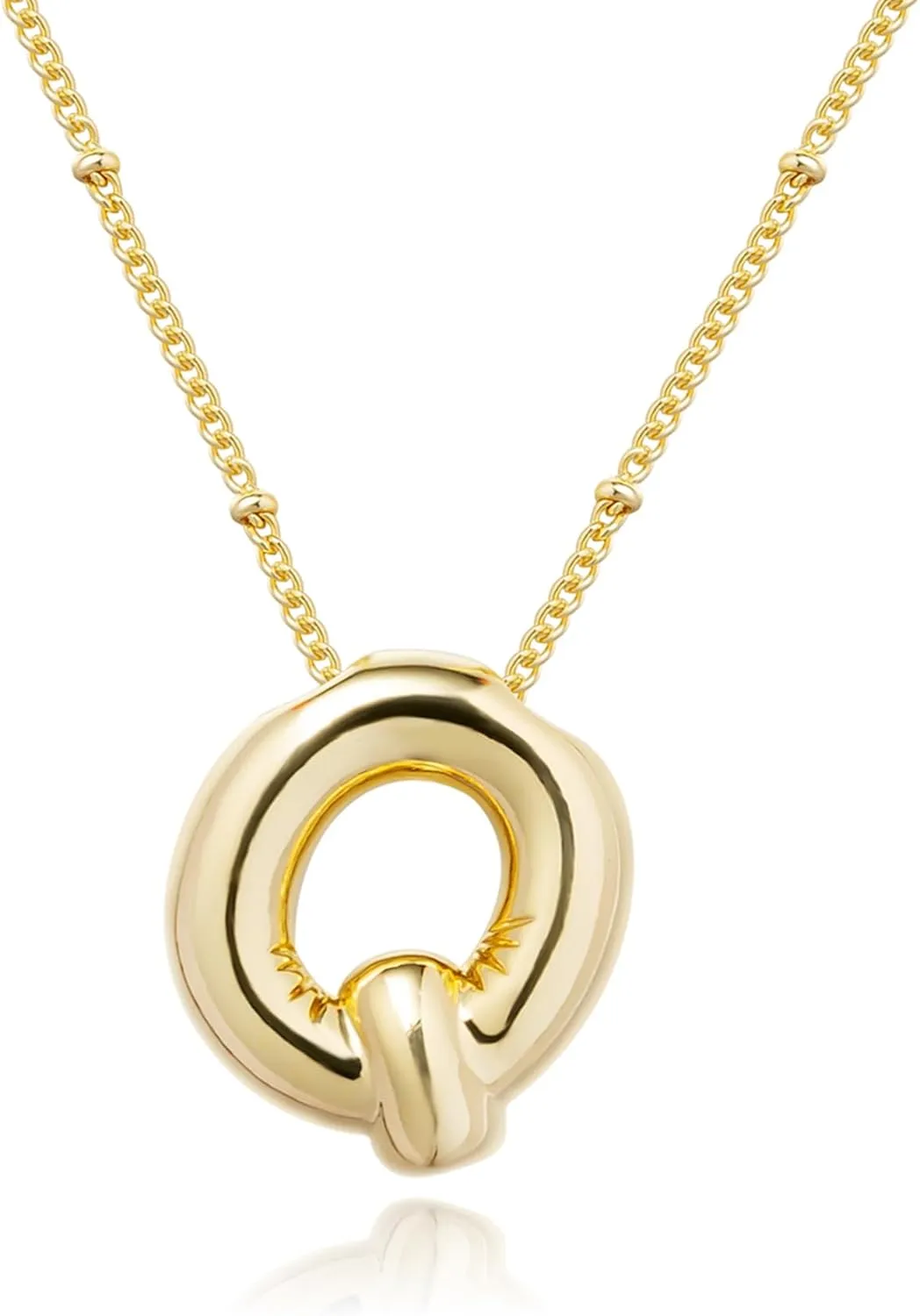 Gold Bubble Letter Necklace for Women, 14k Gold Plated Balloon Initial Letter Pendant Necklace Dainty Charm Initial Necklaces for Women Trendy Chunky Custom Name Necklace Gold Jewelry for Women