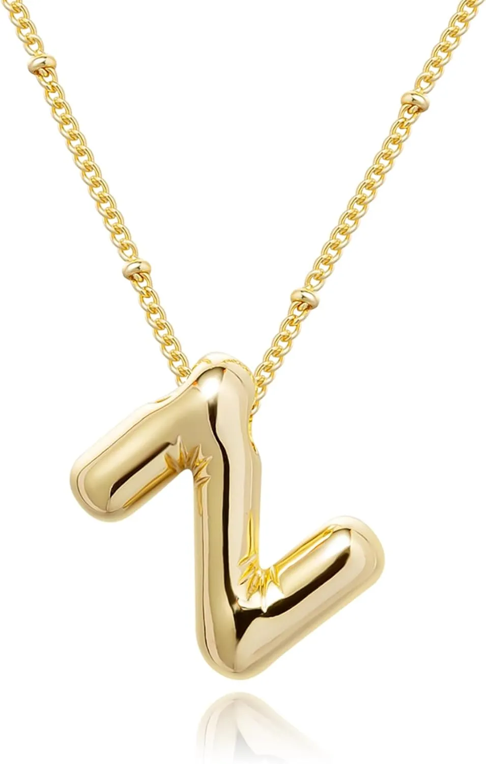 Gold Bubble Letter Necklace for Women, 14k Gold Plated Balloon Initial Letter Pendant Necklace Dainty Charm Initial Necklaces for Women Trendy Chunky Custom Name Necklace Gold Jewelry for Women
