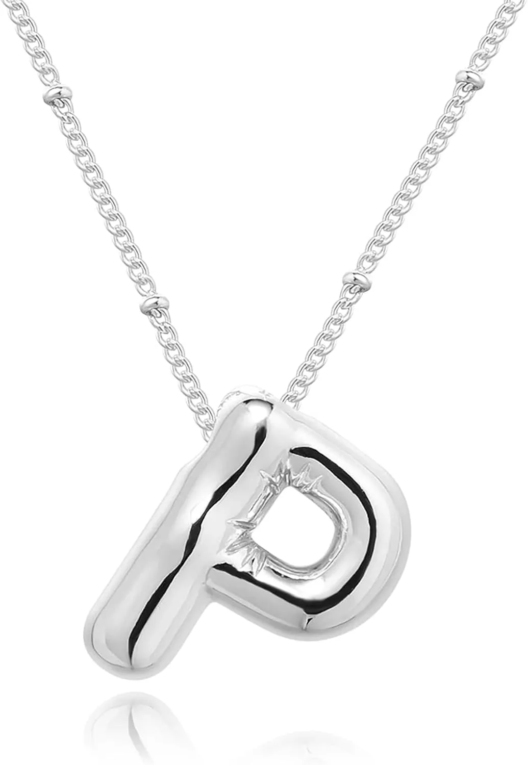 Gold Bubble Letter Necklace for Women, 14k Gold Plated Balloon Initial Letter Pendant Necklace Dainty Charm Initial Necklaces for Women Trendy Chunky Custom Name Necklace Gold Jewelry for Women