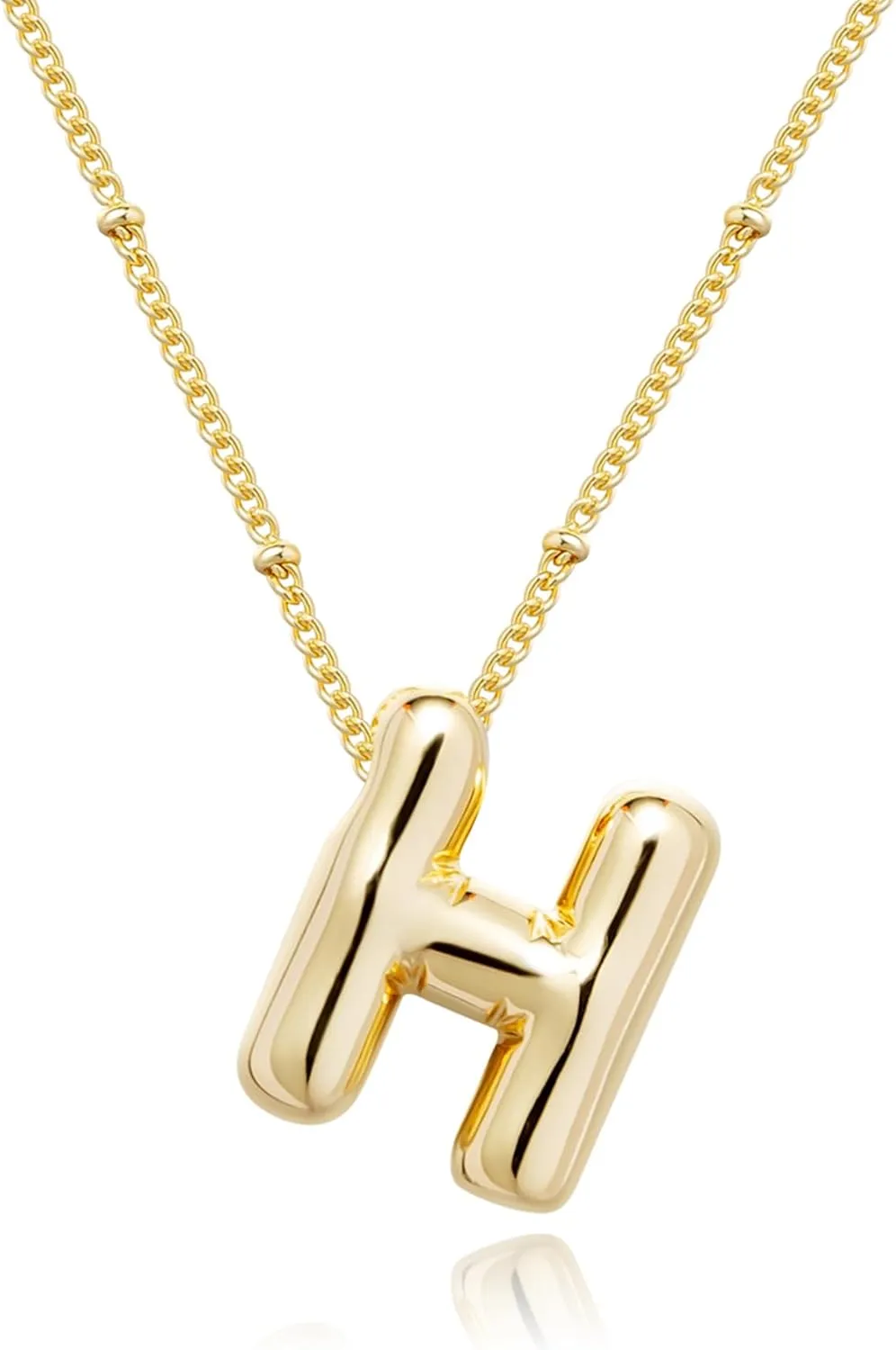Gold Bubble Letter Necklace for Women, 14k Gold Plated Balloon Initial Letter Pendant Necklace Dainty Charm Initial Necklaces for Women Trendy Chunky Custom Name Necklace Gold Jewelry for Women