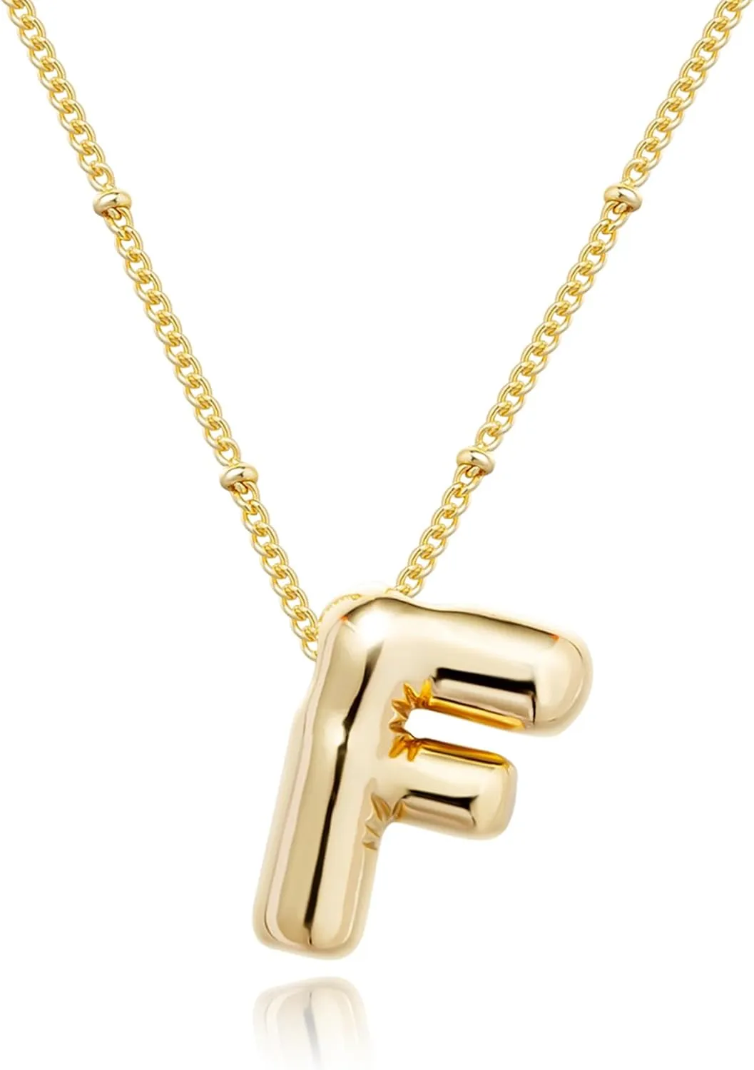 Gold Bubble Letter Necklace for Women, 14k Gold Plated Balloon Initial Letter Pendant Necklace Dainty Charm Initial Necklaces for Women Trendy Chunky Custom Name Necklace Gold Jewelry for Women