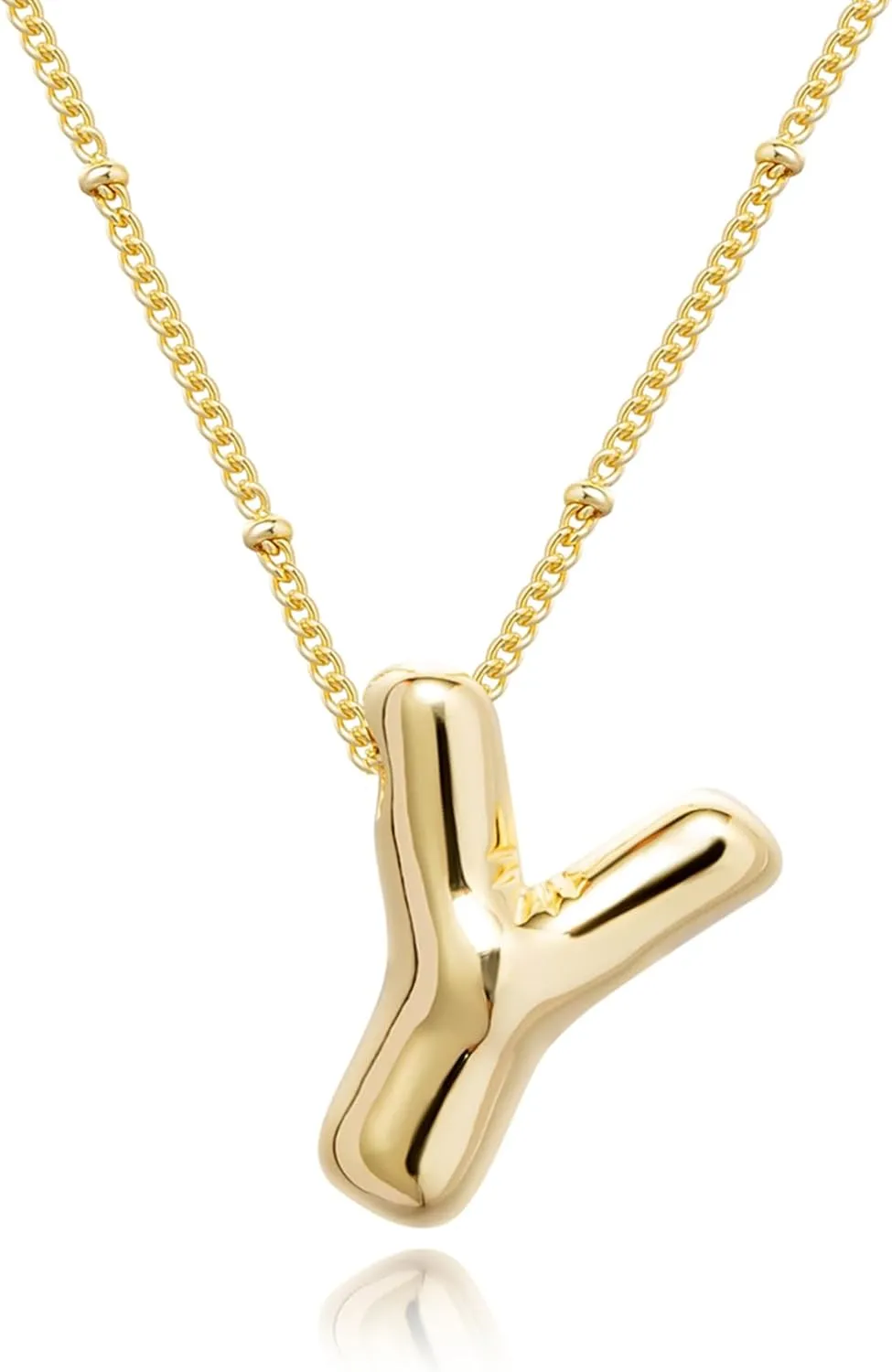 Gold Bubble Letter Necklace for Women, 14k Gold Plated Balloon Initial Letter Pendant Necklace Dainty Charm Initial Necklaces for Women Trendy Chunky Custom Name Necklace Gold Jewelry for Women
