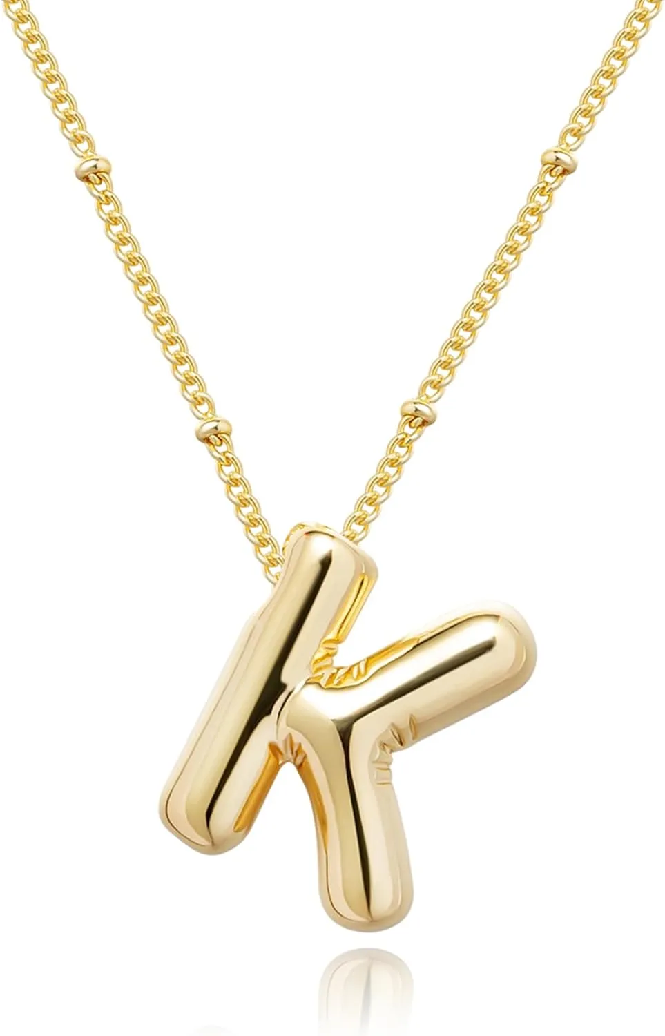 Gold Bubble Letter Necklace for Women, 14k Gold Plated Balloon Initial Letter Pendant Necklace Dainty Charm Initial Necklaces for Women Trendy Chunky Custom Name Necklace Gold Jewelry for Women