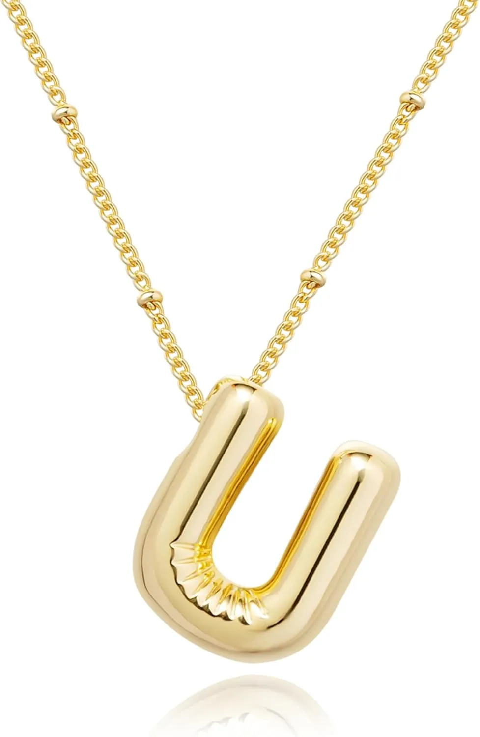 Gold Bubble Letter Necklace for Women, 14k Gold Plated Balloon Initial Letter Pendant Necklace Dainty Charm Initial Necklaces for Women Trendy Chunky Custom Name Necklace Gold Jewelry for Women