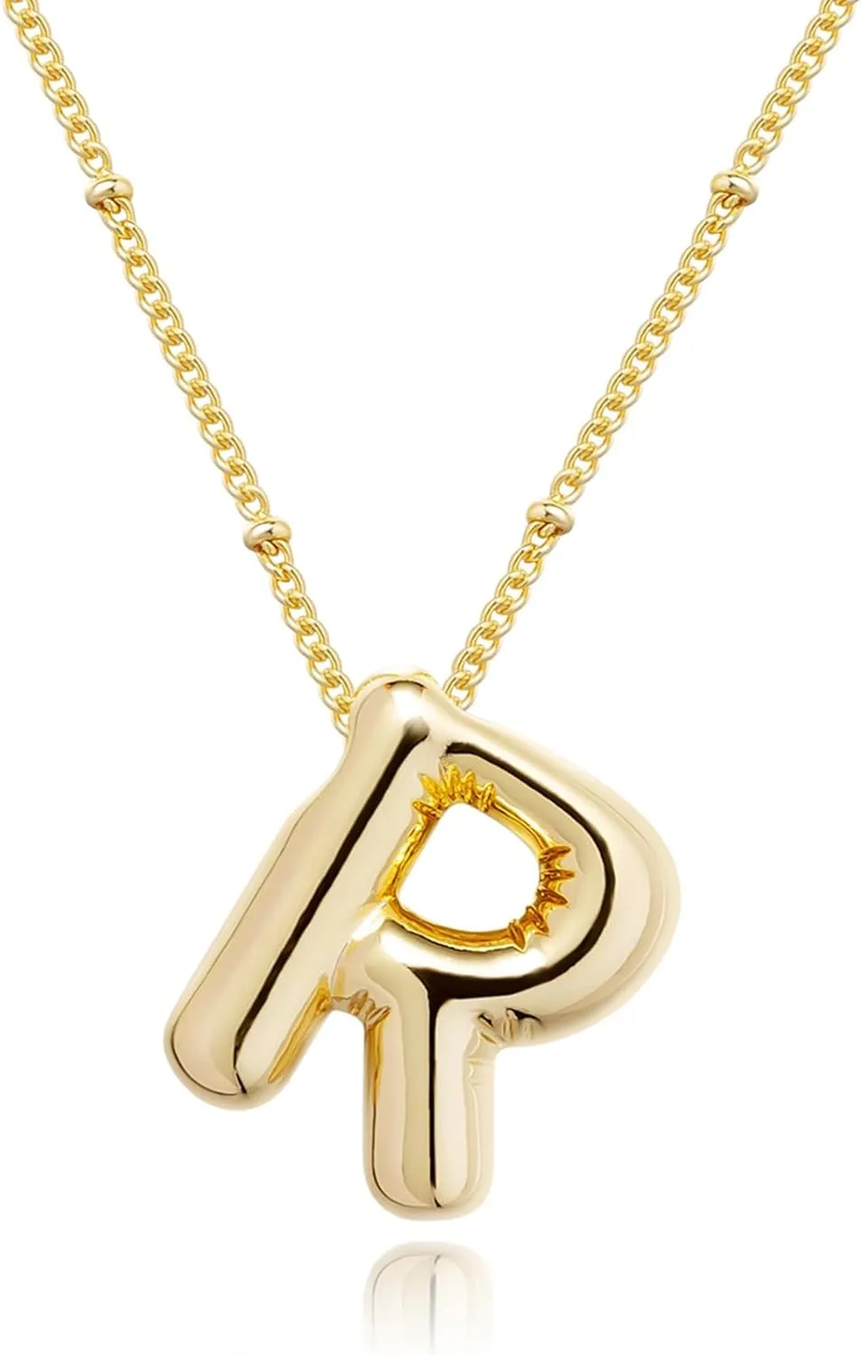 Gold Bubble Letter Necklace for Women, 14k Gold Plated Balloon Initial Letter Pendant Necklace Dainty Charm Initial Necklaces for Women Trendy Chunky Custom Name Necklace Gold Jewelry for Women