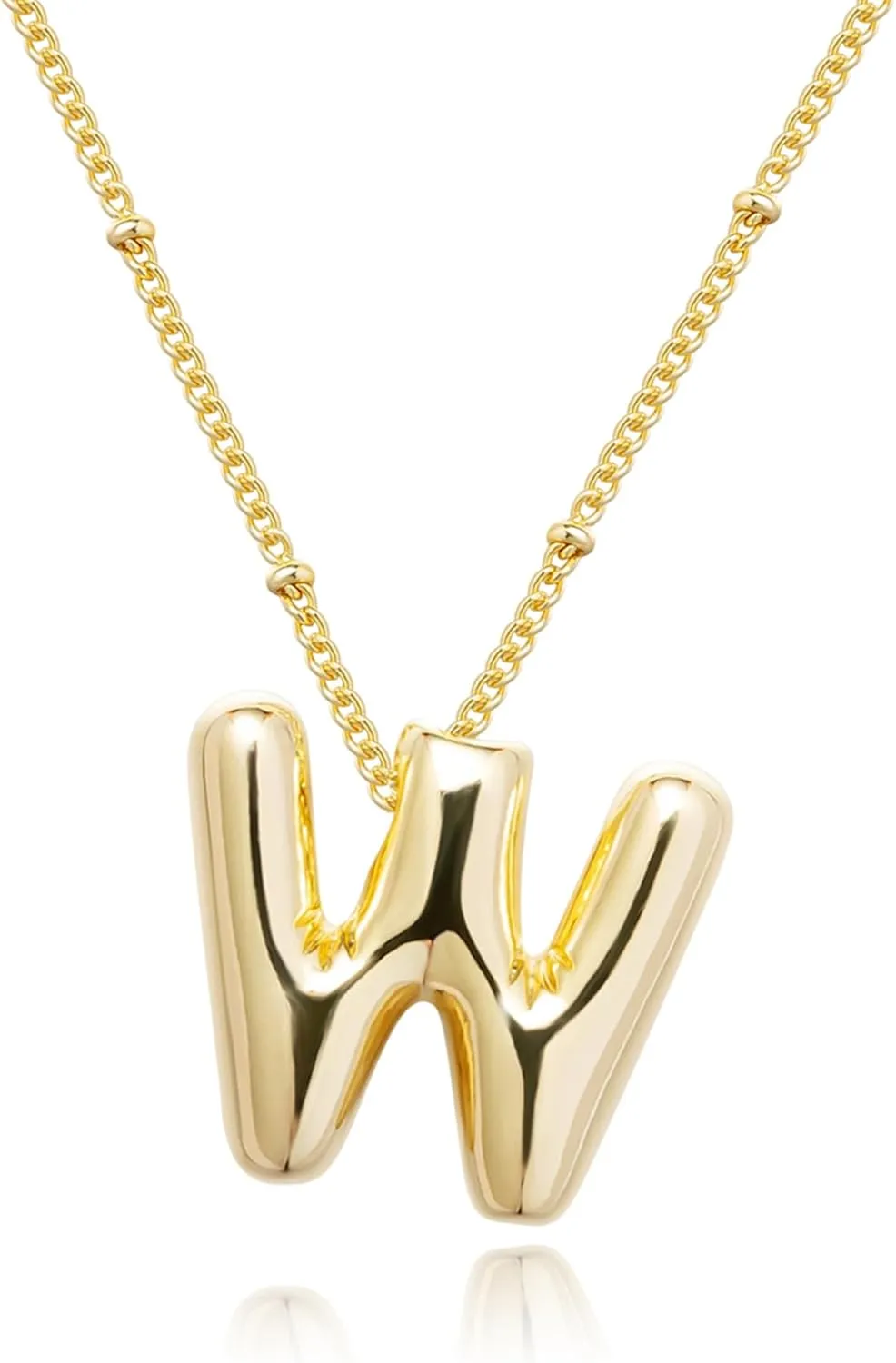 Gold Bubble Letter Necklace for Women, 14k Gold Plated Balloon Initial Letter Pendant Necklace Dainty Charm Initial Necklaces for Women Trendy Chunky Custom Name Necklace Gold Jewelry for Women