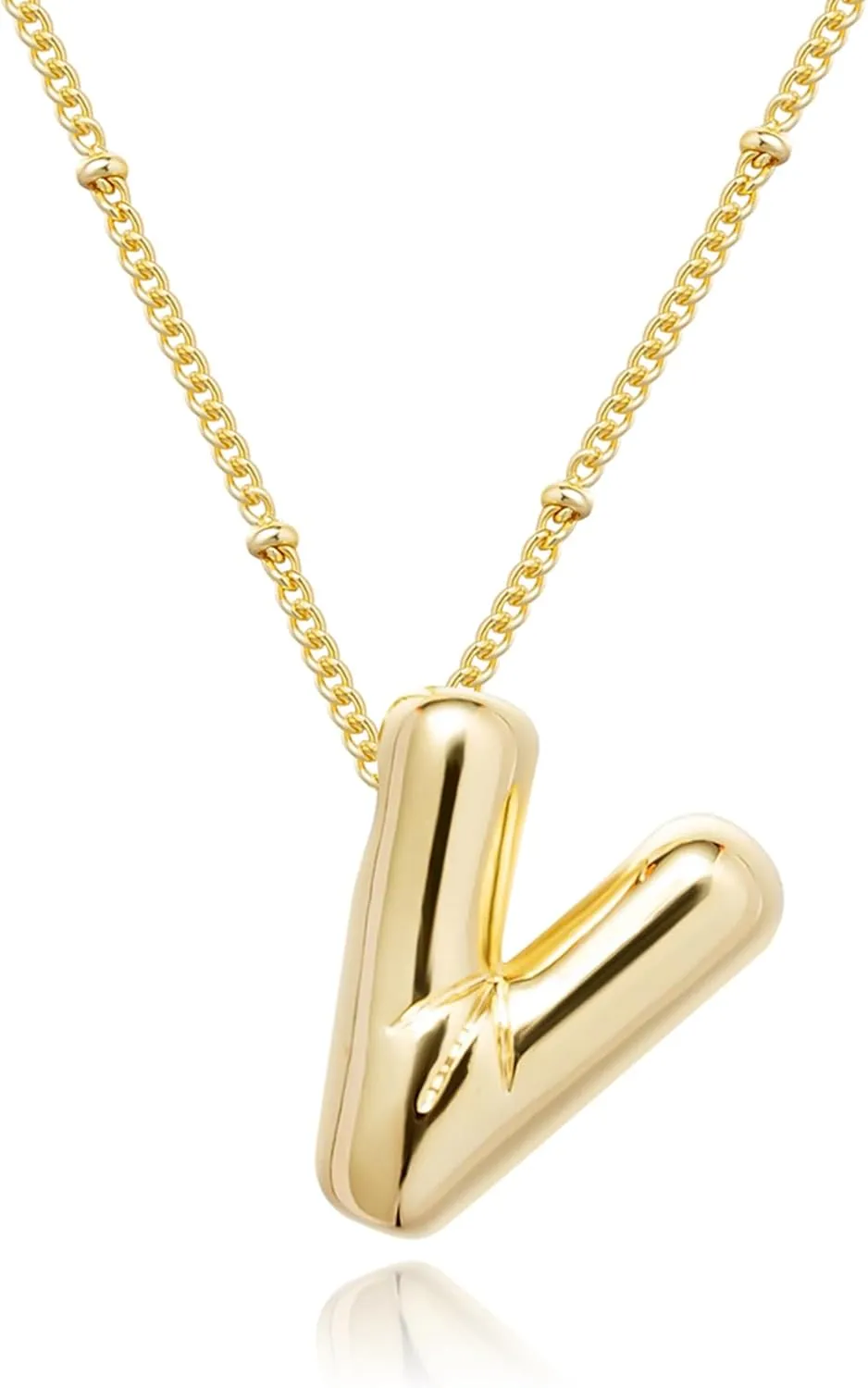 Gold Bubble Letter Necklace for Women, 14k Gold Plated Balloon Initial Letter Pendant Necklace Dainty Charm Initial Necklaces for Women Trendy Chunky Custom Name Necklace Gold Jewelry for Women