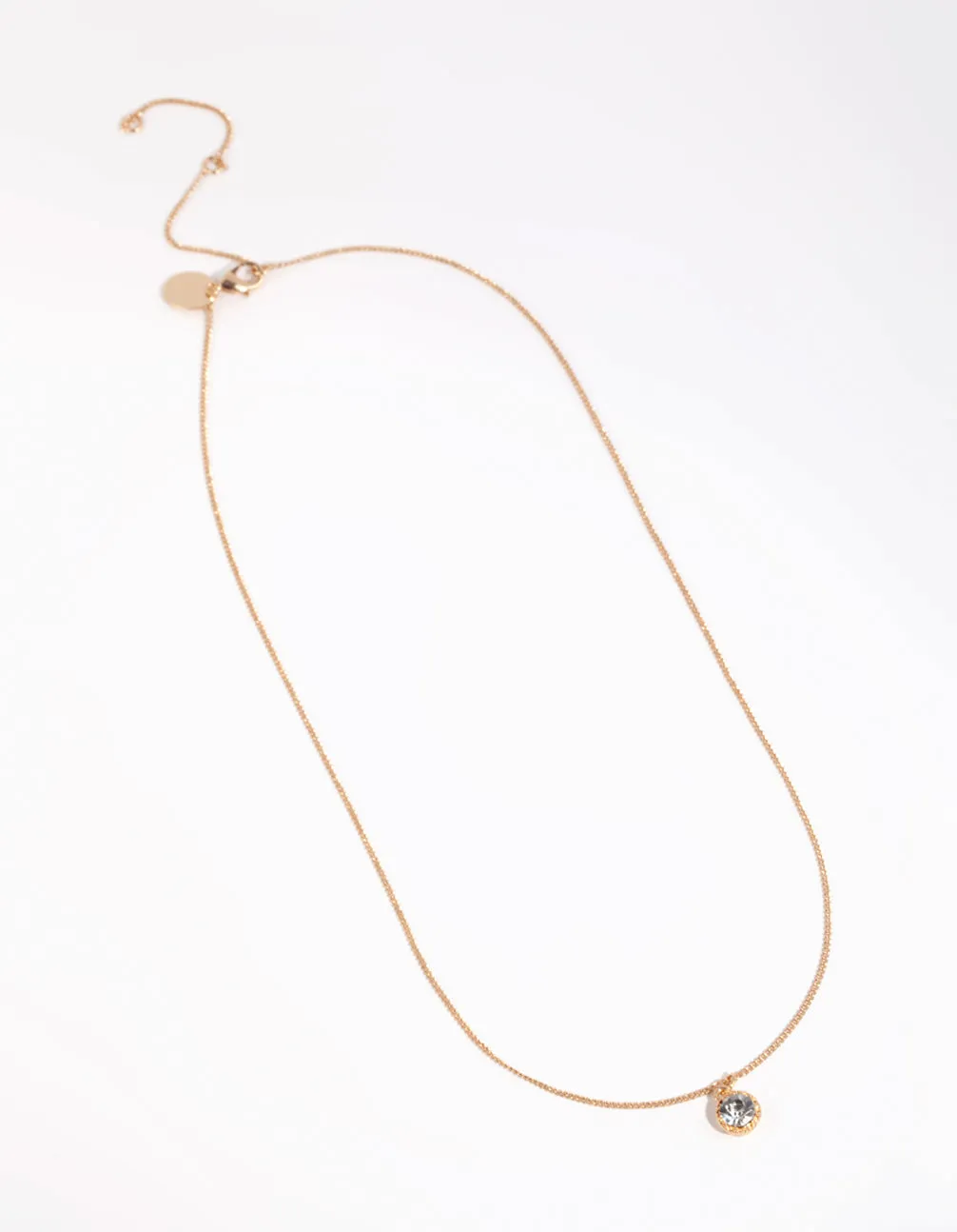 Gold Circular Diamante Pendant Necklace