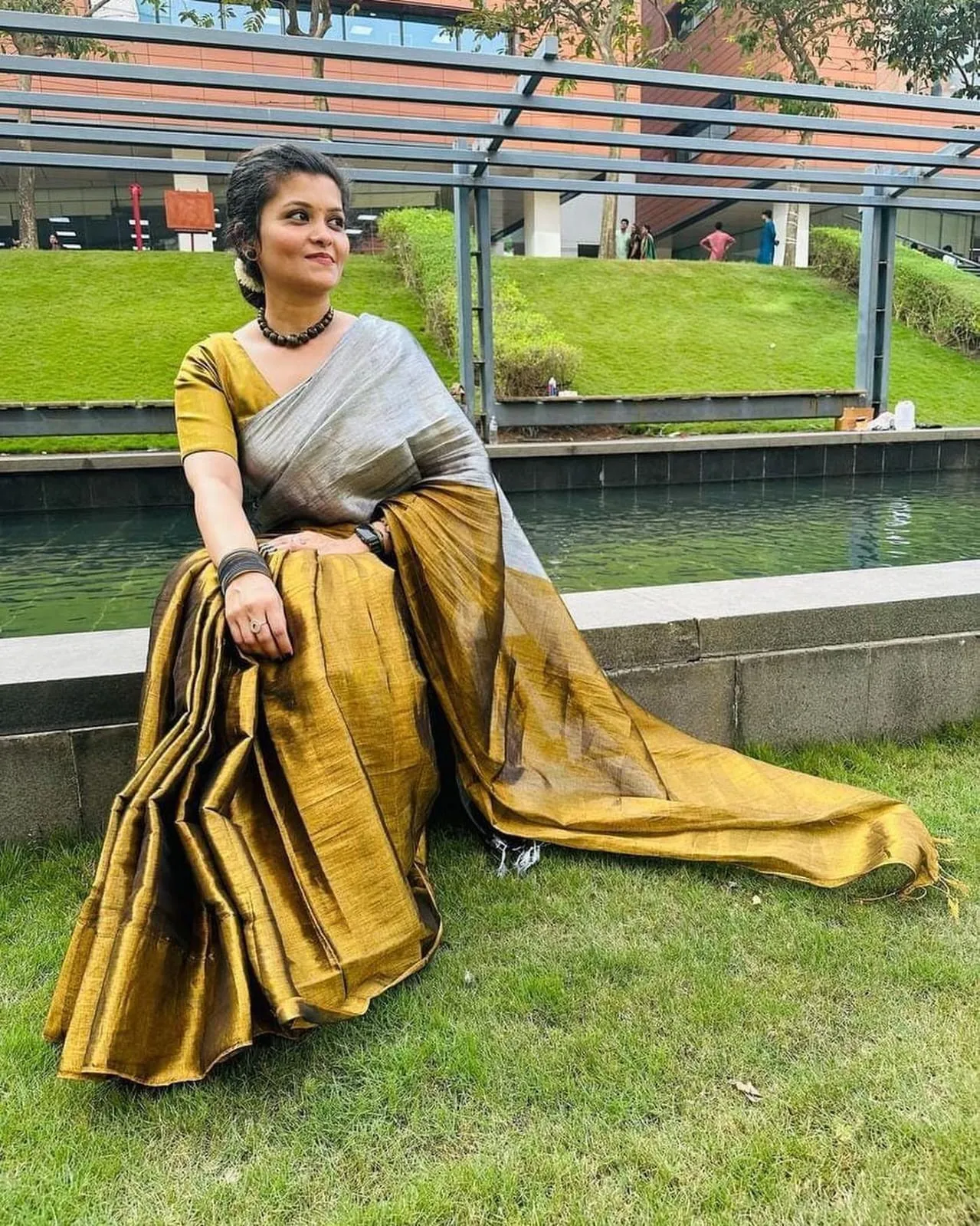 Gold-Silver Tissue Silk Saree With Blouse