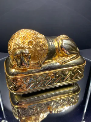 Gold-tone Lion Clutch Handbag by Judith Leiber