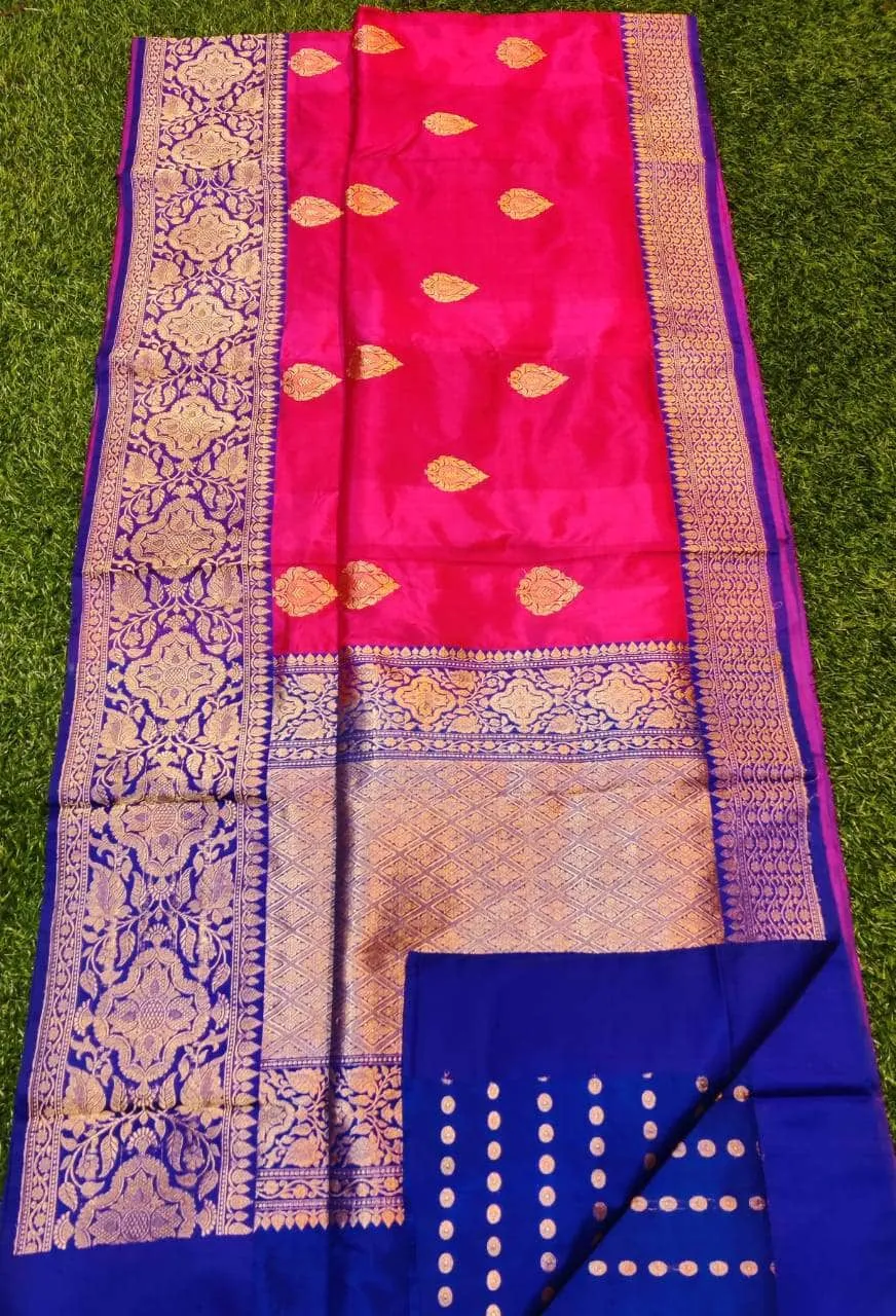 Gold Zari Banarasi Silk Saree with heavy pallu