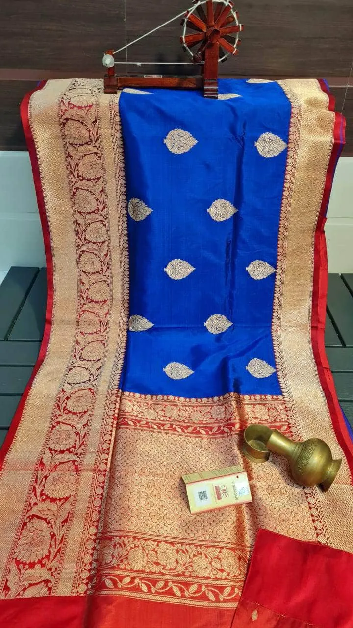 Gold Zari Banarasi Silk Saree with heavy pallu