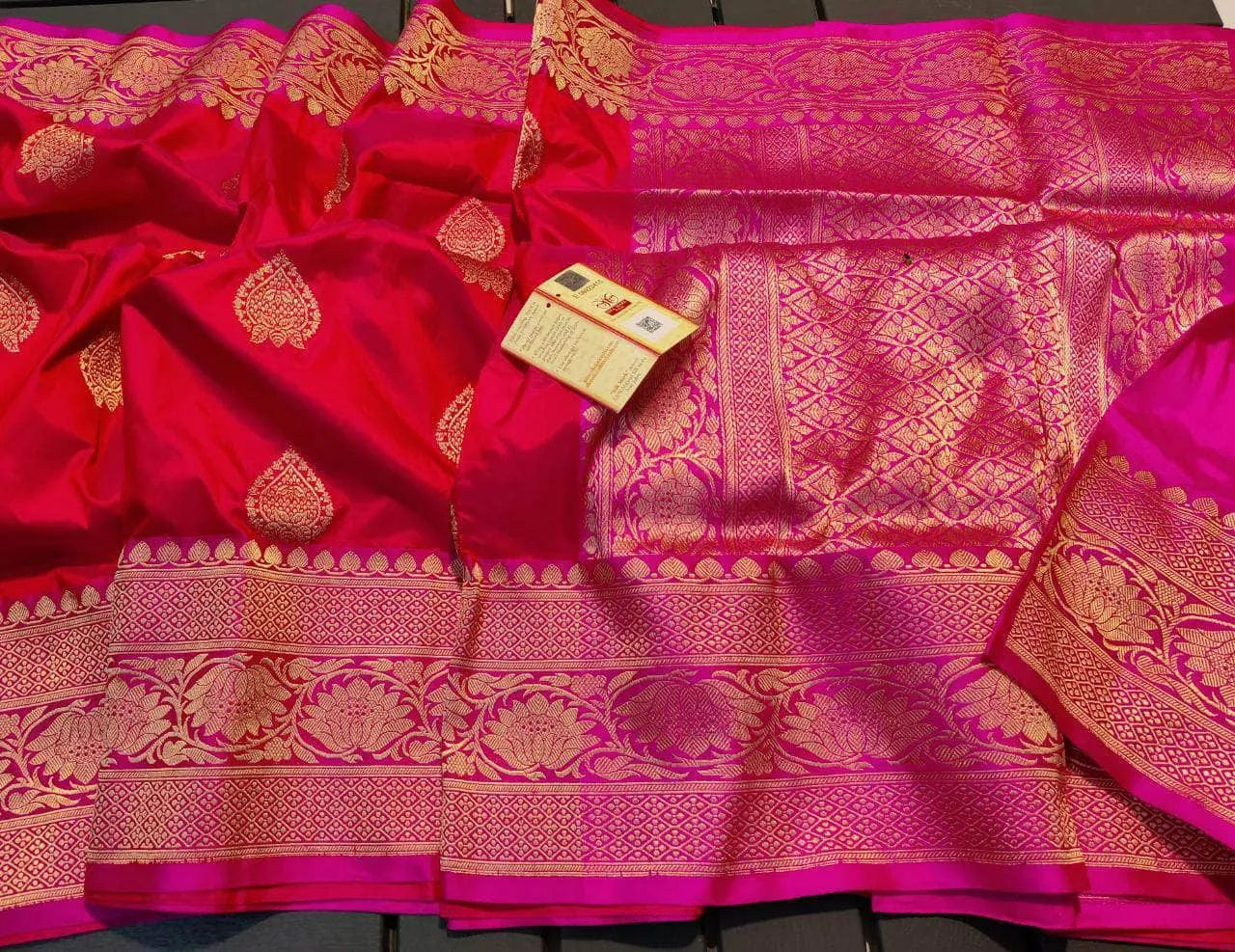 Gold Zari Banarasi Silk Saree with heavy pallu