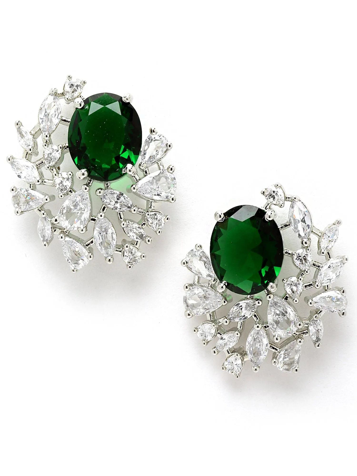Green American Diamond Stud Earrings