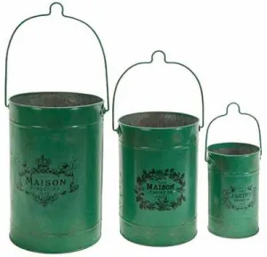 Green Distressed Paris Maison 1852 French Bucket